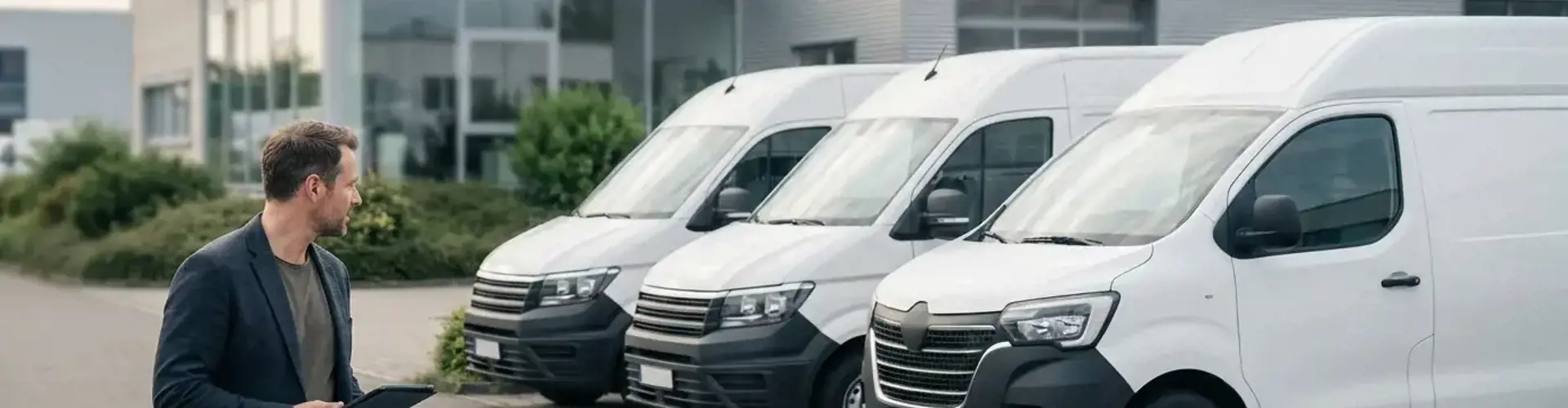 Kleiner Firmen-Fuhrpark mit Transportern und Pkw, per App verwaltet - Fuhrparkmanagement für kleine Unternehmen