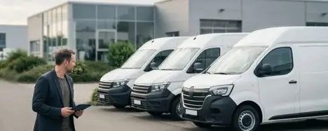 Kleiner Firmen-Fuhrpark mit Transportern und Pkw, per App verwaltet - Fuhrparkmanagement für kleine Unternehmen