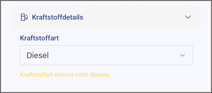Kraftstoffauswahl mit Warnung